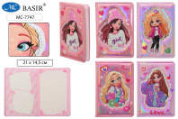 Записная книжка А5  80л. тв.пер. "Девочка" объемная аппликация, линия с иллюстрациями