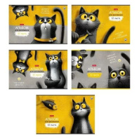 Альбом А4 32л скоба "Пушистый философ" тиснение, пл. 100 гр/м, 5диз.в блоке