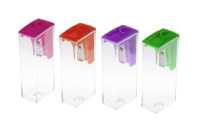 Точилка пласт. 1 отв. Hatber "Tower" с контейнером, ассорти 4 цвета