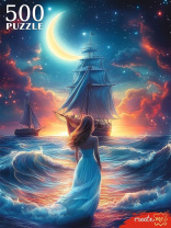 Пазлы  500 элементов  480*330мм. "Девушка у ночного моря"