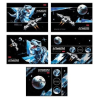 Альбом А4 16л скоба "Dino Space" пл. 100 гр/м, 5диз.в блоке, выб.лак.