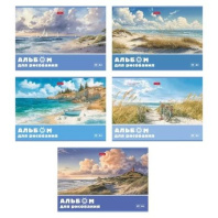 Альбом А4 40л скоба "Светлые горизонты" пл. 100 гр/м, 5диз.в блоке, тисн.