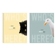 Тетрадь А5  96л кл. гребень Hatber "Кто здесь?" 2диз.в блоке, мат.лам.