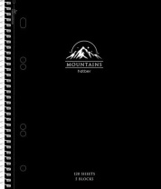 Тетрадь А5 120л кл. 7БЦ гребень Hatber "Mountains" софт-тач, многоур.перф, 4цв.разделит.