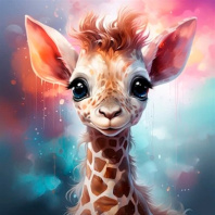 Холст с красками 30х30 по номер. в кор "Малыши" (20цв) Чудесный дитёныш жирафа (арт. Х-6325)|РЫ|Х-6325
