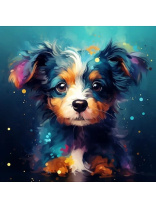 Холст с красками 30х30 по номер. в кор "Малыши" (20цв) Милый пёсик (арт. Х-6324)|РЫ|Х-6324