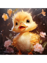 Холст с красками 30х30 по номер. в кор "Малыши-животные" (20цв) Утёнок в цветах (арт. Х-6318)|РЫ|Х-6318