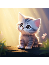 Холст с красками 30х30 по номер. в кор "Малыши-животные" (20цв) Полосатый котёнок (арт. Х-6316)|РЫ|Х-6316