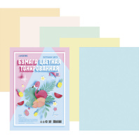 Бумага А4 цветная  10л (5цв. по 2л.) Микс ПАСТЕЛЬ, радуга