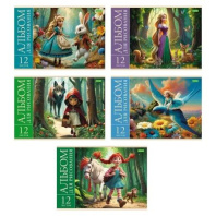 Альбом А4 12л скоба "Мир сказок" пл. 100 гр/м, 5диз.в блоке