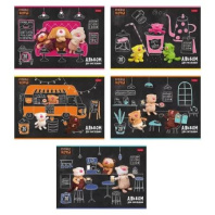 Альбом А4 20л скоба пласт.обл. "Кофейные коты" пл. 100 гр/м, 5диз.в блоке