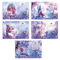 Альбом А4 24л гребень "Лилу", перфорация на отрыв, софт-тач, 5диз.в блоке, пл. 100 гр/м