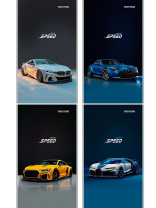 Блокнот А6  24л скоба "Разные автомобили - 18" клетка