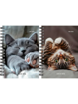 Блокнот А6 120л скоба "Милые котики - 6" гребень сбоку, клетка
