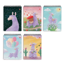 Блокнот А7  40л гребень "Лавандовые ламы" клетка*