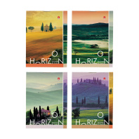 Блокнот А7  40л скоба "Природа" клетка, ассорти