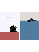 Блокнот А7  48л клеевой кор. "Забавный черный кот - 4" клетка