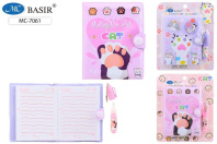 Блокнот 103*80мм клеевой кор. "Кошкины лапки" лин, на кнопке + мини-ручка