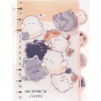 Блокнот B6  40л. "Ghost Meow", лин., пласт.обл. с раздел.,спираль, на резинке