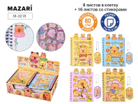 Блокнот А6  8л.в кл.+16л. с наклейками, гребень "Капибара"