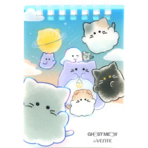 Блокнот А7  80л. "Ghost Meow", лин., пласт.обл.спираль