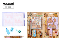 Блокнот А7 клеевой кор. "Капибара" лин, на кнопке + 8-цв.мини-ручка, скотч, текст.маркер,скотч