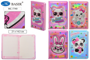 Записная книжка А5  80л. тв.пер. "Животные" объемная аппликация, линия с иллюстрациями