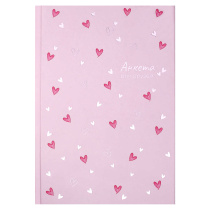 Анкета для друзей А5 128л., 7БЦ "Сердечки на розовом" глянц.лам., тисн.фольгой