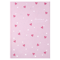 Анкета для друзей А5 128л., 7БЦ "Сердечки на розовом" глянц.лам., тисн.фольгой