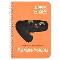 Личный дневник для девочек А5  40л., гребень, картон "Кот из коробки" мат.лам., тисн.фольгой