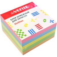 Блок бумаги для записи  (90*90*50мм) цветной, 5цв., непроклеенный, 80г/м2