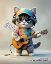 Дневник для музыкальной школы 7БЦ "Котенок-гитарист" УФ-лак, 48л.