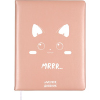 Дневник универсальн. обл. кожзам, тв.пер. "Mrrr"  с поролоном, шелкография,48л, кофе с молоком