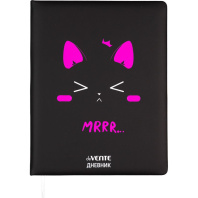 Дневник универсальн. обл. кожзам, тв.пер. "Mrrr"  с поролоном, шелкография,48л, черный
