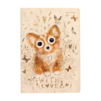 Записная книжка А5  40л. картон, сшивка "Love me. Щеночек" кл., софт-тач, фольга