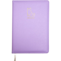 Записная книжка А5  80л. "I Love Cat!" сиреневая, иск.кожа, тв. обложка, ляссе, клетка