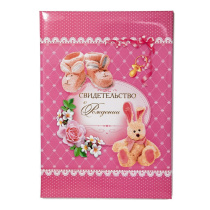 Папка Адресная А4 "Свидетельство о рождении. Зайка" для девочки НОВЫЙ РАЗМЕР