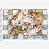 Альбом для акварели  А4 20л. 200 г/м2 "Корги спящие", гребень