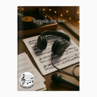 Тетрадь для нот А4 12л., расшир.нотный стан, скоба "Наушники и партитура"