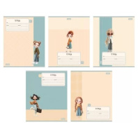 Тетрадь А5 12л лин. Hatber "Стильные девчонки" тисн., 5 диз.в блоке