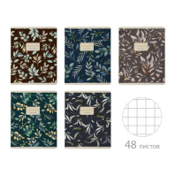 Тетрадь А5 48л кл. BV "Floral pattern" мат.лам., фольга
