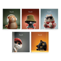 Тетрадь А5 48л кл. Феникс+ "Современные коты" выб.твин-лак