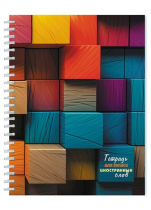 Тетрадь д/записи иностр. слов А5  80л, гребень "ЗD квадраты" вырубка