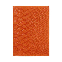 Визитница кожа на  18 визиток, рыжая, тиснение "Питон"