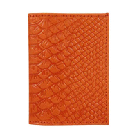 Визитница кожа на  18 визиток, рыжая, тиснение "Питон"
