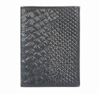 Визитница кожа на  18 визиток, черная, тиснение "Питон"