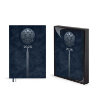 Ежедневник дат. 2026г А5 176л., кожзам, тв.пер. "Тиволи синий"  +ПОДАРОК