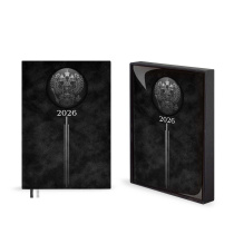 Ежедневник дат. 2026г А5 176л., кожзам, тв.пер. "Тиволи черный"  +ПОДАРОК