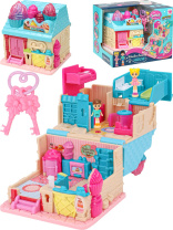 Игровой набор "Домик для кукол.Мини домик" 10*9*11см, свет,меб., две куколки