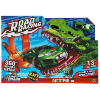 Автотрек 36*25см с катапультой, машинки, крокодил, петля 360